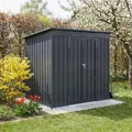 Albatros Profi Gerätehaus L – verzinktes Metall in Anthrazit (RAL 7016) | 190x122x173cm, 3,9m³ | Inkl. Schloss & Werkzeughaken | wetterfester Geräteschuppen, Gartenschrank, Gartenhaus