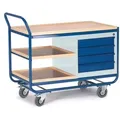 Schrankwagen,Tragl. 300kg,Ladefl. LxB 1000x575mm,RAL7035/RAL5010,4 Schubladen,HxLxB 990x1170x600mm,TPE-Bereifung