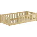 Kinderbett, Bodenbett mit dreiseitiger Sicherung 80x180 Kiefer natur lackiert V-60.77-08-180Rollrost inkl. - Naturbelassen