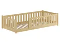 ERST-HOLZ Kinderbett Holzbett Kinderbett 80 x 180 cm mit Rundumsicherung Kiefer Massivholz, Kiefer farblos lackiert