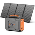 Powkey Powerstation mit Solarpanel 99Wh Tragbare Powerstation mit 40W Faltbare Solarpanel 100W Solargenerator mit 230V AC Ausgang/18W USB-A/USB-C für Wohnmobil Camping，schwarz-orange
