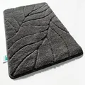 Karat Badematte Maris Badvorleger Badteppich mit Blattstruktur Dunkelgrau 50 x 80 cm