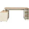 Eckschreibtisch mit Stauraum - MDF - Beige und Natur - ROMIARA - Beige