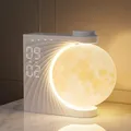 RETEYUNG Mondlampe mit Tageslichtwecker, 2 Wecker, Mondlicht RGB 8 Colors, 10 Natürlicher Klang, Nachttischlampe 3 Stufige Nachtlicht Wake up Light für Schlafzimmer Wohnzimmer