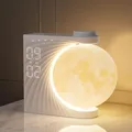Mondlampe Mit Tageslichtwecker, 2 Wecker, Mondlicht RGB 8 Colors, 10 Natürlicher