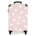 NoBoringSuitcases.com® Kinderkoffer Koffer Mädchen Trolley Handgepäck Hartschalenkoffer Herzen Klein Geschenk - Kinder - Muster - Pink - Herzen -, Koffer klein 55x40x20