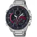 Smartwatch CASIO EDIFICE, silber (silberfarben, rot), Smartwatches, Smartwatch, Solaruhr, Armbanduhr, Herrenuhr, Android, iOS, Edelstahlarmband