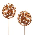 Gartenstecker Gartendekoration 2er Set Dekostecker rusty flower ball - H 110 cm