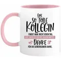 Camolo Tasse Keramik mit Spruch zum Abschied einer Kollegin, Keramik rosa