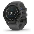 Garmin Fenix 6 47 mm schwarz am Silikonarmband grau [Pro Solar Edition]