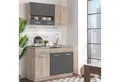 Homestyle4u Küchenzeile 120 cm ohne Geräte Singleküche Küchenschränke Grau matt Eiche Braun, (Oberschränke, Unterschränke, 2 Arbeitsplatten, Einbauküche), Küchenblock, Einbauküche, Miniküche