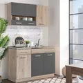 Küchenzeile ohne Geräte Grau 120 cm Küche Küchenblock Einbauküche Homestyle4u