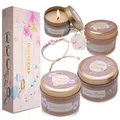 Geschenkset für Frauen Geburtstag, 4 x Duftkerzen mit echtem Kirschblüte-Armband