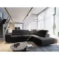 Masseno Ecksofa APIRO R-S mit Schlaffunktion L-Form, Sofa mit Bettkasten, Wohnzimmersofa, Couch, Soffa, Bettsofa, Couchgarnitur- Schwarz, POSO 135 - Schwarz