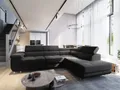 Masseno Ecksofa APIRO R-S mit Schlaffunktion L-Form, Sofa mit Bettkasten, Wohnzimmersofa, Couch, Soffa, Bettsofa, Couchgarnitur- Schwarz, POSO 135