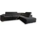 ECKSOFA APIRO R-S Schwarz Kordstoff mit Schlaffunktion