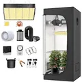JUNG Gewächshaus Growbox Komplettset Anzuchtset + Zuchtzelt LED Lampe Anbau Pflanzen, BxTxH: 80 x 80 x 180,00 cm, Growbox, Gewächshaus Komplett Set - Schwarz