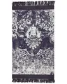 Teppich Viskose violett/weiß orientalisches Muster 80 x 150 cm Fransen Akarsu