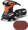 WORX Exzenterschleifer 300W 125mm | WX 652.1 | Staubabsaugung und Staubsaugerbeutel, Klettverschluss-System, ergonomisches Design, kompakt und leicht