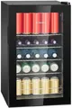 Bomann KSG 7287 Flaschenkühlschrank, 43 cm breit, 63 Liter, LED Innenbeleuchtung, Chromablagen, schwarz