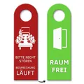 Besprechung Türhänger mit Spruch Bitte nicht stören Besprechung läuft Pause im Büro Raum frei für fokussierte Arbeit am Schreibtisch ohne Kollegen