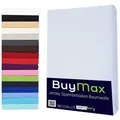 Buymax Spannbettlaken Buymax Jersey aus 100% Baumwolle, Jersey, Gummizug: Rundumgummi, (1 Stück), Pflegeleicht und Atmungsaktiv in Verschiedenen Farben und Größen weiß 90 cm x 200 cm