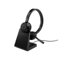 Jabra Evolve 65 TE (3. Ausgabe 2025) Kabellos Bluetooth-Stereo-Headset mit Geräuschunterdr.-Mikrofon, verbindet 2 Geräte, USB-A-Adapter, Meeting-Apps-kompatibel, Ladestation, Schwarz