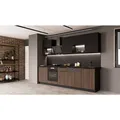 Küche MONZA + SIENA BASIC LOFT 280 Küchenzeile Küchenblock Nussbaum Schwarz matt