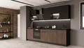 Küche MONZA + SIENA BASIC LOFT 280 Küchenzeile Küchenblock Nussbaum Schwarz matt