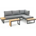 greemotion Gartenlounge Set Samara Lounge-Set Metall Beige / Grau inkl. Auflagen & Tisch - Grau