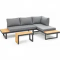 greemotion Garten Lounge Set Samara | Aluminium-Holz-Grau | Lounge-Set Outdoor