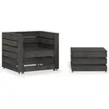 vidaXL 2-tlg. Garten-Paletten-Lounge-Set Kiefernholz Grau Imprägniert
