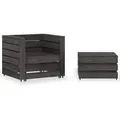 2-tlg. Garten-paletten-lounge-set Kiefernholz Grau Imprägniert - Vidaxl