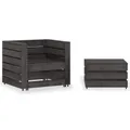 vidaXL 2-teiliges Garten-Lounge-Set, grau imprägniertes Kiefernholz