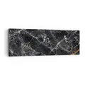 Panorama Bilder auf Leinwand Marmor Stein Schwarz Leinwandbild 90x30cm Wandbilder Dekoration Wohnzimmer Schlafzimmer Küche Klein Wanddeko Bild Wand Kunstdruck Art Wall Decor Canvas AB90x30-4899