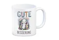 speecheese Tasse Gute Besserung Kaffeebecher - weißes Kaninchen in einer Decke