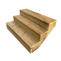 Vinuovo- Berlin - Gartentreppe Holz 3 Stufen - H 54 cm - MIT Setzstufen, Breite 120 cm - Bausatz-Treppe aus kesseldruckimprägniertem Holz. Für Garten, Balkon und Terrasse.