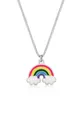 Elli Kette mit Anhänger Kinder Regenbogen Wolke Emaille Happy 925 Silber, Regenbogen