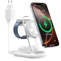 Mag Safe Ladestation Für Apple Watch und iPhone, Mag Safe ladegerät, 3 in 1 Faltbar Kabellos Ladegerät mit iPhone 16 15 14, Travel Charging Pad IWatch Ultra 2/1,AirPods