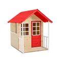 Zwerkules Holzspielhaus "Lolla", natur / rot, mit Veranda