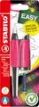 STABILO - Schulfüller mit Standard-Feder M - EASYbuddy NEON in neonpink - blau (löschbar) - inkl. Patrone - Blister