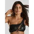 Bralette-BH JETTE, Damen, Gr. 36/38, N-Gr, schwarz, Lederoptik (PU beschichtet), Obermaterial: 97% Polyester, 3% Elasthan, sexy, BHs, aus weichem Material in Leder-Optik, sexy Dessous, Reizwäsche