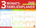 3-Monats-Familienplaner 2026: Familienkalender mit 3 Monats-Übersicht. Praktischer Familien-Wandkalender mit viel Platz zum Eintragen. 44 x 34 cm (Familienplaner Heye)