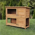 Miweba MyAnimal Hasenstall MH-20 | 120x51x105 cm - Kaninchenstall mit Freilaufgehege - Doppelstockhaus 2 Ebenen - Hasenkäfig - Holz imprägniert - Kaninchenkäfig Winterfest - Indoor & Outdoor (Braun)