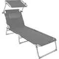 tectake Sonnenliege, Grau, Kunststoff, 68x65x190 cm, Gartenmöbel, Gartenliegen