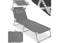 tectake® Sonnenliege, klappbar, 4-fach verstellbare Rückenlehne mit Kopfpolster, 190 x 68 x 65 cm