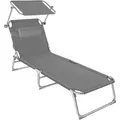 Gartenliege 4-stufig mit Kopfpolster Gartenliegen Liegestühle grau B-Ware