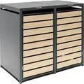 Westmann Metall Mülltonnenbox Lacina 2x240 L Anthrazit/Holzoptik 80x132x116 cm - Grau