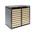 Mülltonnenbox Gerätebox Doppelbox 240L Metall anthrazit/Holzoptik 80x132x116cm