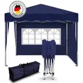 Kronenburg Faltpavillon 3x3 m wasserdicht - Gartenpavillon, Partyzelt stabil, UV-Schutz 50+, mit 2 Seitenteilen, Wetterfester Schutz, Leichter Aufbau, Inklusive Tragetasche & Zubehör blau
